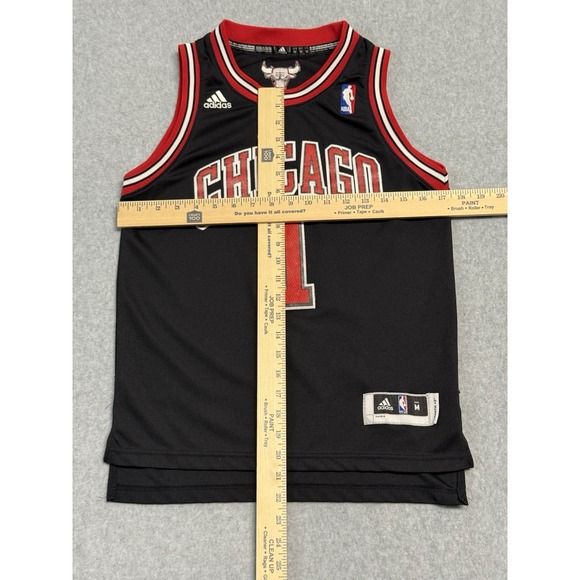 Chicago Bulls Derrick Rose #1 Youth Medium Adidas NBA Jersey Black Swingman Sewn - Picture 3 of 11